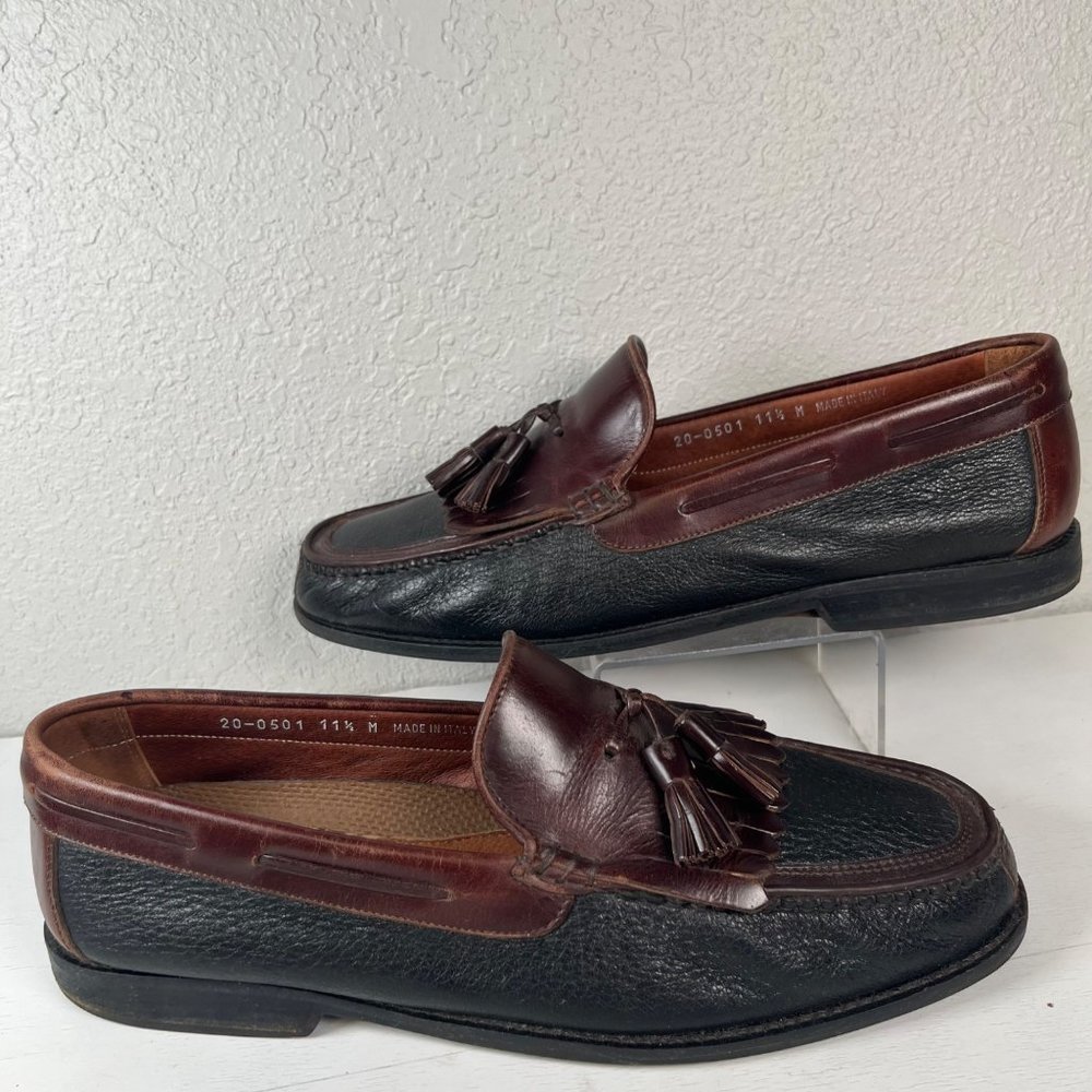 Johnston & Murphy black and brown loafer men's shoes size 11.5 M made in Italy 2